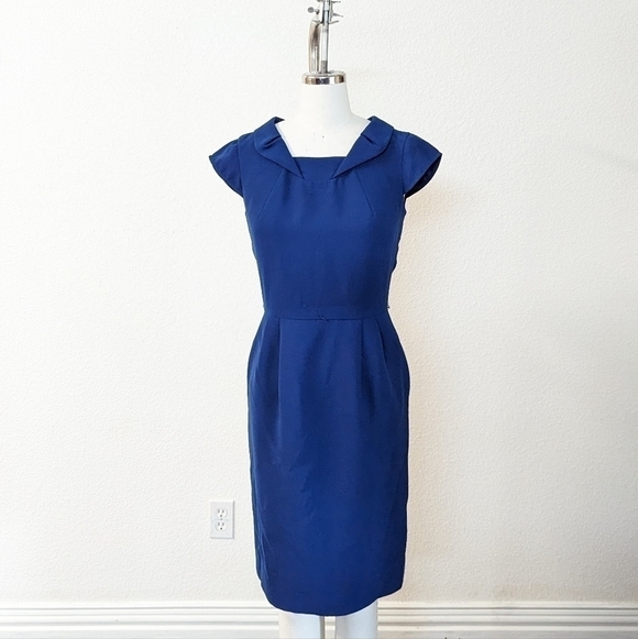 Calvin Klein Dresses & Skirts - Calvin Klein Folded Neckline Sheath Dress Blue S/M preppy Business casual